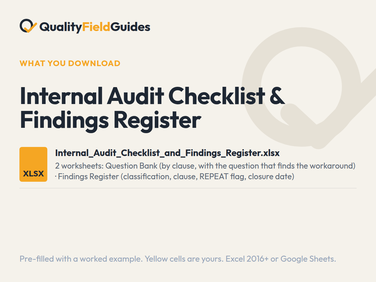 What you download with the Internal Audit Checklist & Findings Register