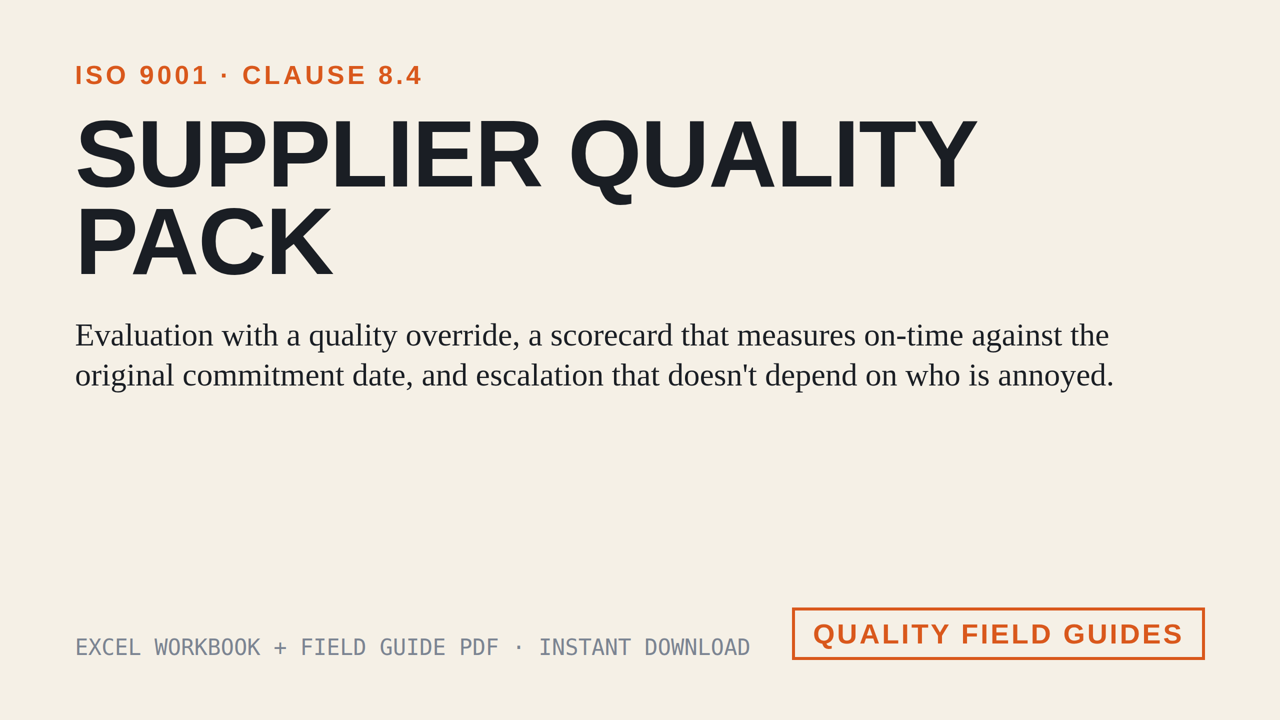 Supplier Quality Pack cover